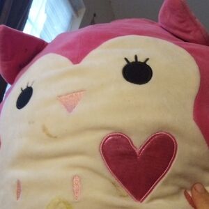 Squishmallows Pink and White Cat Plush with Heart